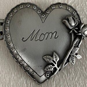 Vintage Signed JJ Jonette MOM Roses Silver Pewter Photo Locket Brooch